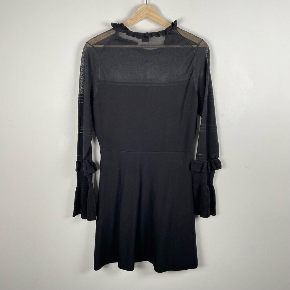 French Connection Lindsey Sheer Yoke Long Sleeve Sweater Dress Black Size M - Picture 6 of 12
